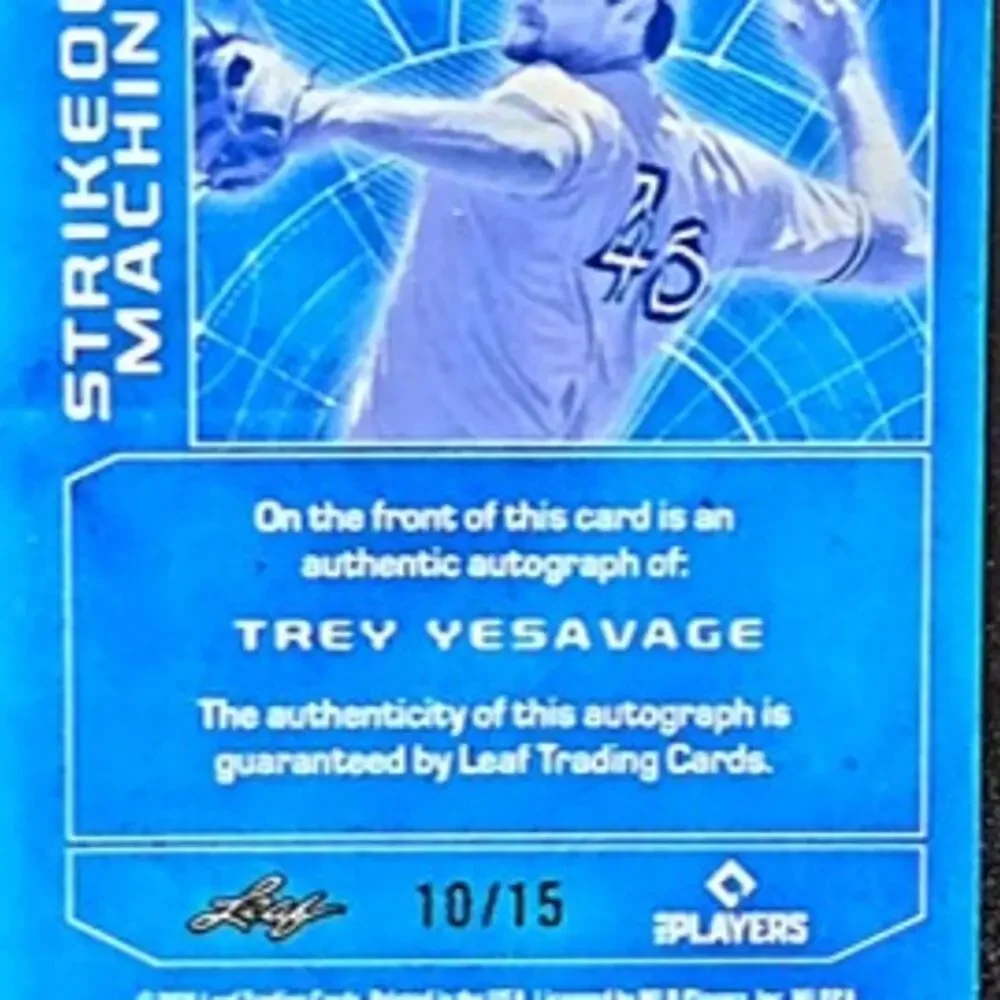 Trey Yesavage 10/15 Auto Strikeout Machine Rainbow Shimmer RC Toronto Blue Jays